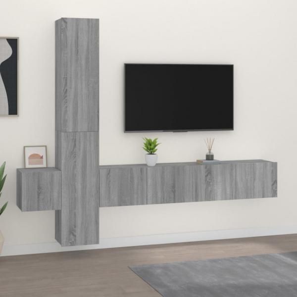 5-tlg. TV-Schrank-Set Grau Sonoma Holzwerkstoff [3114252]