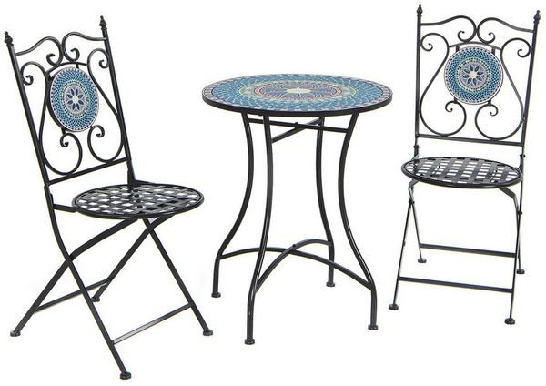 COSTWAY Balkonset Bistro-Set, (3-tlg), inkl. 1 Tisch & 2 Stühle, aus Metall