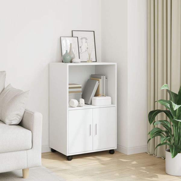 Rollschrank, Büroschrank Weiß 55x40x91 cm Holzwerkstoff
