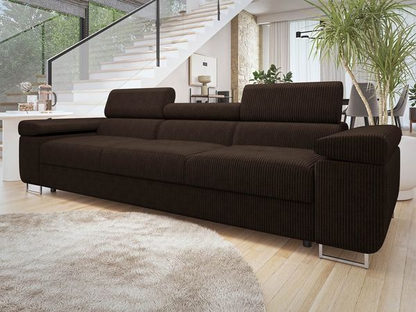 MIRJAN24 Sofa Torezio 3 Cord, Einstellbare Kopfstützen, 263 x 102 x 70-90 cm