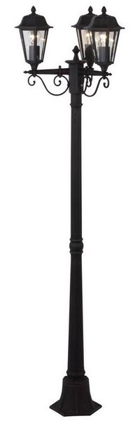 Lindby Außen-Stehlampe Lamina, Metall, Braun IP44, 3x60 W