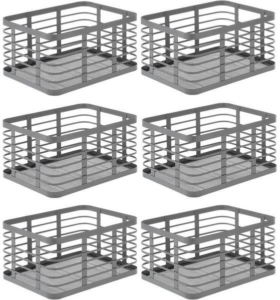 mDesign Allzweckkorb Aufbewahrung Drahtkorb Organizer 6er-Set Metall Grau