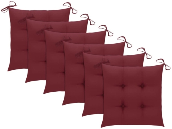 vidaXL Gartenstühle mit Weinroten Kissen 6 Stk. Massivholz Teak 3062565 Bild 2