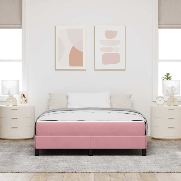 vidaXL Boxspringbett mit Matratze Rosa 140 x 200 cm Stoff 3398700 Bild 3