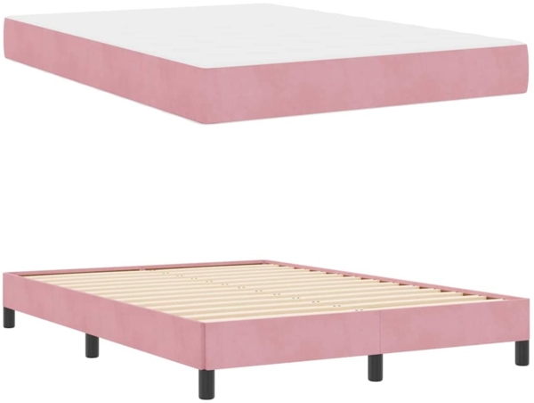 vidaXL Boxspringbett mit Matratze Rosa 140 x 200 cm Stoff 3398700 Bild 4