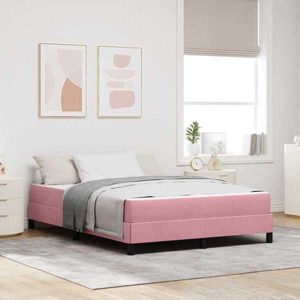 vidaXL Boxspringbett mit Matratze Rosa 140 x 200 cm Stoff 3398700
