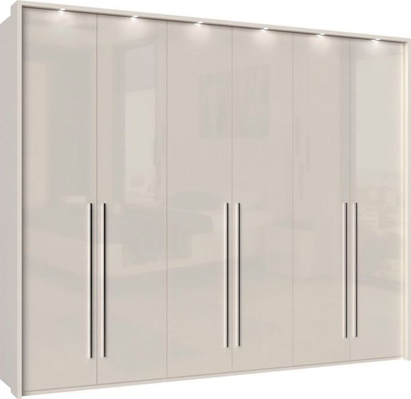Places of Style Kleiderschrank Piano beige, UV lackiert, Hochglanzfronten, mit Beleuchtung