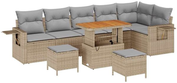 vidaXL Gartensofa-set 9 pcs Beige Poly-Rattan 3361767 Bild 2