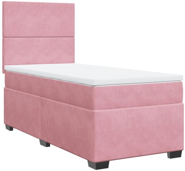 vidaXL Boxspringbett mit Matratze Rosa 100x200 cm Samt 3290833