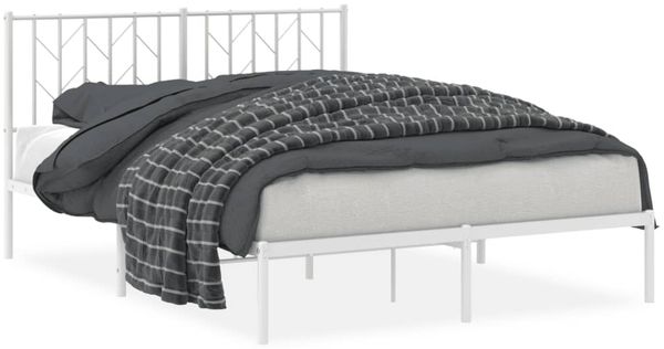 Doppelbett, Bettgestell Modernen mit Kopfteil Metall Weiß 140x200 cm d717e