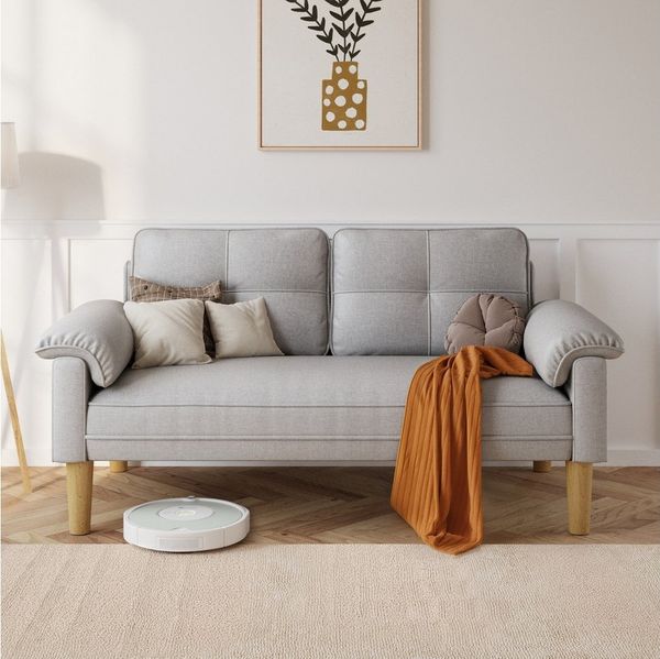 Bealife 2-Sitzer Kleine Couch, mit Armlehne und Seitentasche, 144 x 77 x 77 cm, Geeignet für kleine Apartments / Schlafzimmer.