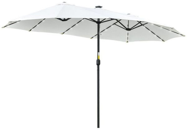 Outsunny Sonnenschirm Gartenschirm, Marktschirm, Terrassenschirm, LxB: 450x265 cm, Doppelsonnenschirm, Regenschirm, für Garten, Balkon, Schwarz+Weiß