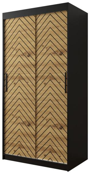 Kleiderschrank Sonter I 100 (Farbe: Schwarz / Artisan Eiche + Schwarz, Größe: 100 cm, mit Schubladen)