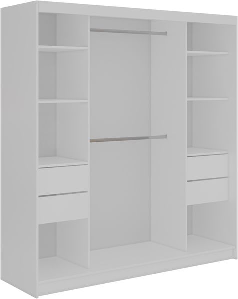 Schwebetürenschrank LUMOS in Weiß inkl. Innenausstattung, mit Lamellen-Optik, Schwarz, Breite 200 cm, moderner Kleiderschrank - mit Schubladen Bild 4
