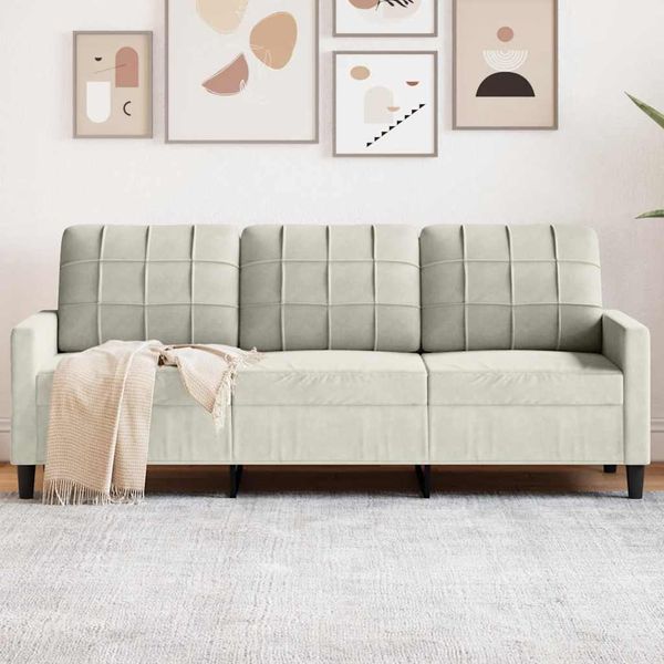 vidaXL 3-Sitzer-Sofa Creme 180 cm Samt 4007642