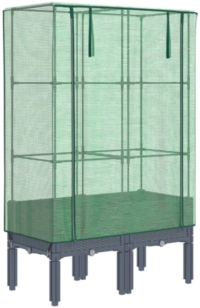 vidaXL Hochbeet mit Gewächshaus-Aufsatz Rattan-Optik 80x40x140 cm 4015833