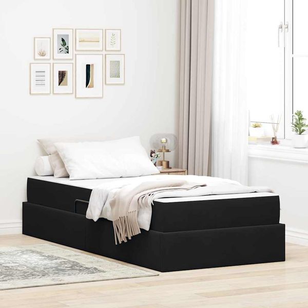 vidaXL Aufbewahrungsbett mit Matratze Schwarz 90 x 200 cm Samt 3399696