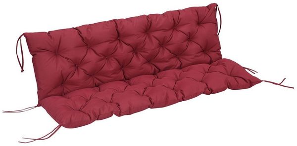 Outsunny Bankauflage 3 Sitzer, 150 x 98 x 8 cm, mit Bändern, Outdoor/Indoor, (Set, 1 St, 1 Sitzkissen), für Gartenmöbel, Fensterbank Sitzbank, Hollywoodschaukel, Rot