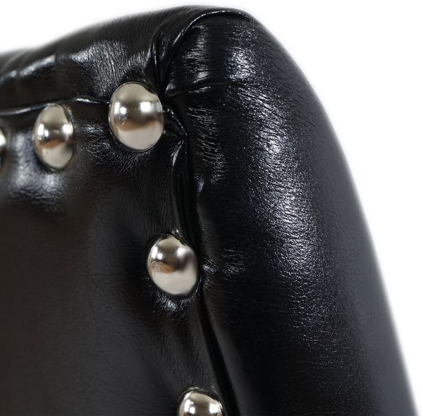 6er-Set Esszimmerstuhl Chesterfield, Stuhl Küchenstuhl, Nieten FSC®-zertifiziert ~ Kunstleder, schwarz, dunkle Beine Bild 5