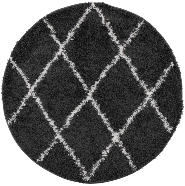 vidaXL Shaggy-Teppich PAMPLONA Hochflor Modern Schwarz Creme Ø 280 cm 375425