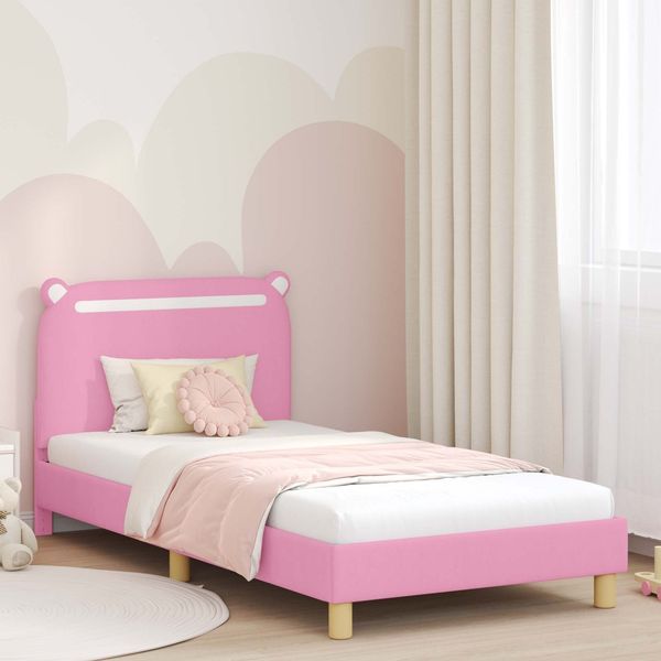 vidaXL Kinderbettgestell mit Kopfteil Rosa 80 x 200 cm Stoff 42011217