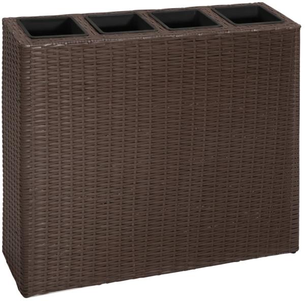 vidaXL Garten-Hochbeet mit 4 Töpfen Poly Rattan Braun 41085