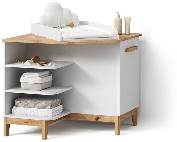 Livinity® Wickelkommode Mailo, Weiß/Artisan/Artisan, mit Tür