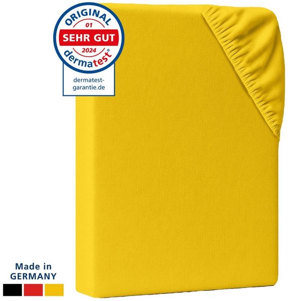 AM Qualitätsmatratzen Spannbettlaken Baumwolle in gelb, Bettlaken für Matratzen, Made in Germany, Baumwolle, Gummizug: rundum, (1 Stück), 90 x 200 x 30