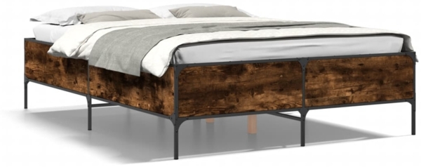 vidaXL Bettgestell Räuchereiche 120x200 cm Holzwerkstoff und Metall 3279804