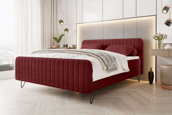 99rooms Lucio Boxspringbett Boucle-Stoff ANTHOLOGY Rot 180x200 cm