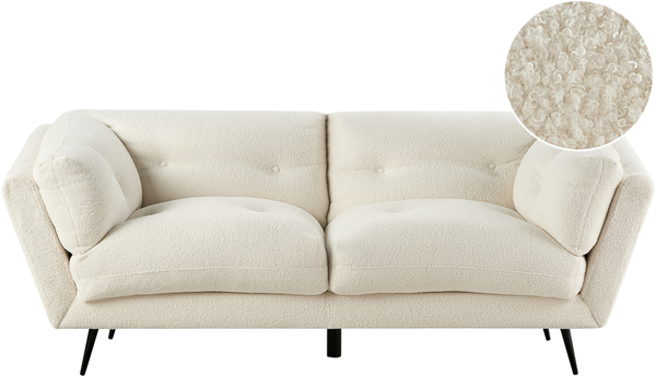 3-Sitzer Sofa Bouclé weiß LENVIK