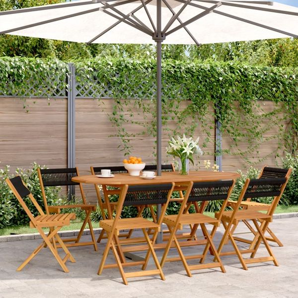 vidaXL Gartenstühle 8 Stk. Klappbar Schwarz Massivholz Akazie 3214603