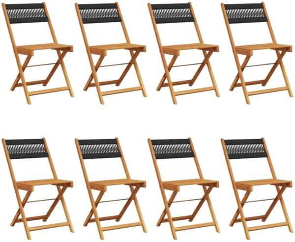 vidaXL Gartenstühle 8 Stk. Klappbar Schwarz Massivholz Akazie 3214603