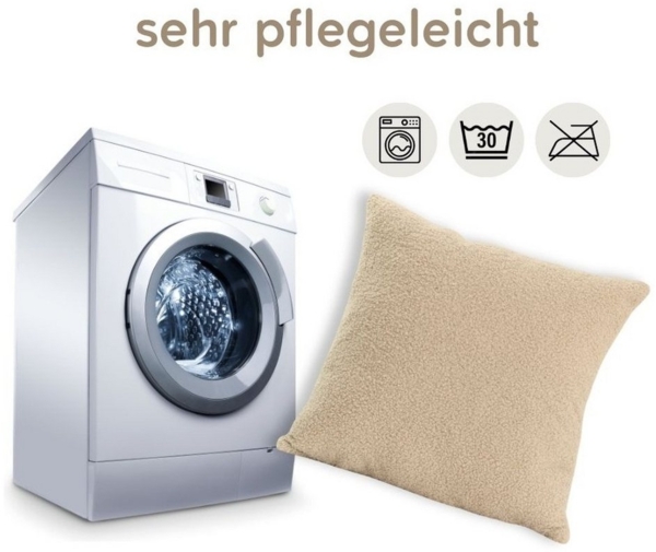 LuMali Kissenbezüge Bouclé 2er-Set, Dekokissenhülle, Weich & langlebig, mit Reißverschluss Bild 3