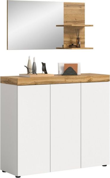 OTTO home Garderoben-Set MAMBO, TOPSELLER!, 2-teilige Kombination, stehend & hängend montierbar, (2-St, bestehend aus: Kommode, Spiegel), Garderoben-Kombi, Garderobe, Flur, Diele