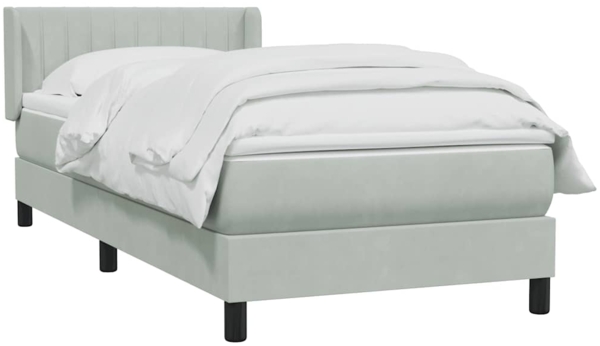 vidaXL Boxspringbett mit Matratze Hellgrau 90x210 cm Samt 3318267 Bild 2