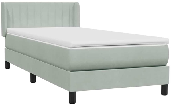 vidaXL Boxspringbett mit Matratze Hellgrau 90x210 cm Samt 3318267 Bild 3