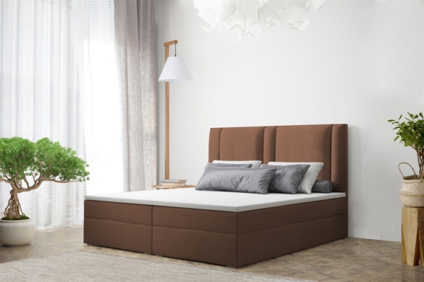 Boxspringbett Schlafzimmerbett CANDELA 200x200cm in Kunstleder Braun