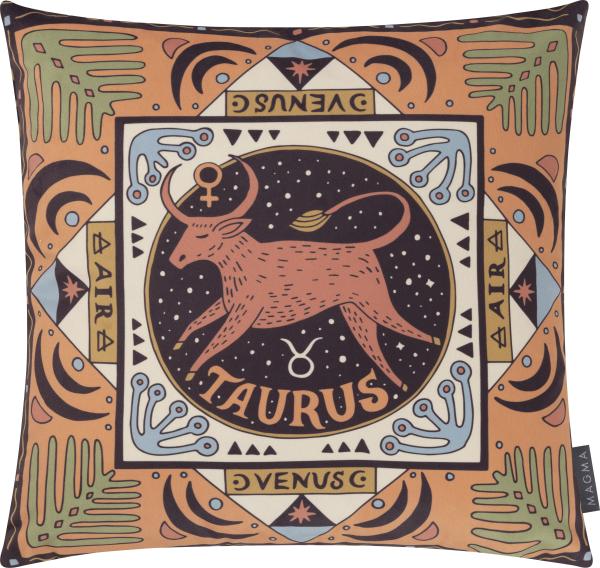 MAGMA Sternzeichen Kissenhülle Tierkreiszeichen beidseitig Bedruckt ca. 45 x 45 cm samtig weich Wendekissenhülle Astrologie (Stier)