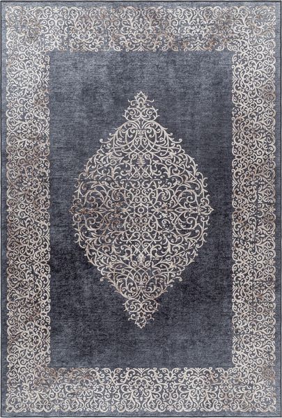 Waschbarer Teppich Federico rechteckig - 140x200 cm - Schwarz