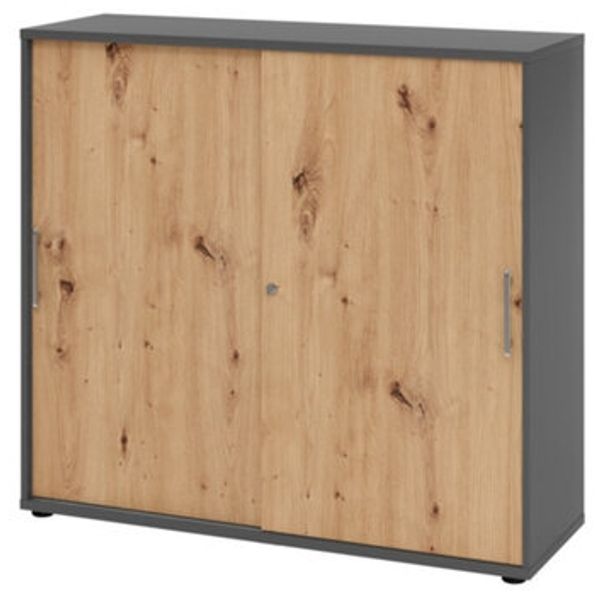 HAMMERBACHER Schiebetürschrank - 3OH 120 cm Relinggriff Graphit/Asteic