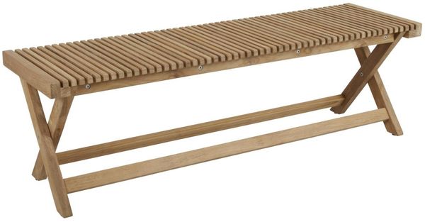 Gartenbank Julita aus Teakholz, modern skandinavisch, natur, 140 cm, für 2–3 Personen