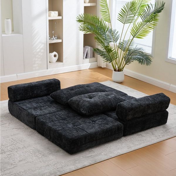 ANYSUN Sofa Schlafsofa Klappsofa mit Kissen & Rückenlehne, tragbar, Schlaffunktion, 1 set