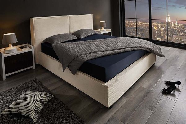 riess-ambiente Boxbett ROCCO 160x200 cm beige Cord – mit Bettkasten & Kopfteil, modern (Einzelartikel, 1-St), Cordstoff, gepolstertes Kopfteil, mit Stauraum, Design