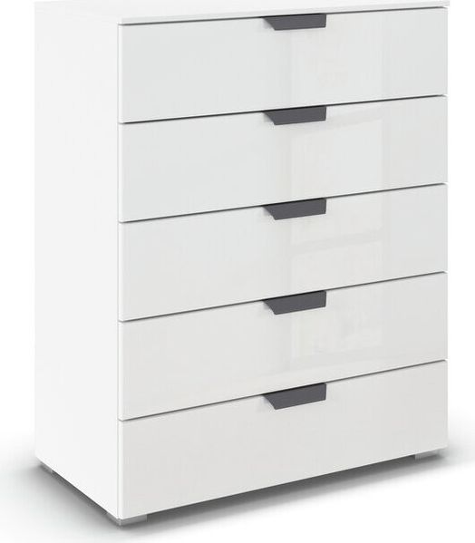 rauch Aditio Box, Kommode, 5 Schubladen, mit Glasfront, mit Softclose-Funktion, Farbe Weiß, BxHxT 80x100x42cm Bild 3