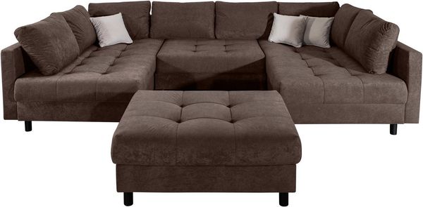 COLLECTION AB Wohnlandschaft Toni U-Form, B: 298 cm, Set: Sofa & Hocker, 3 Zierkissen, Federkern