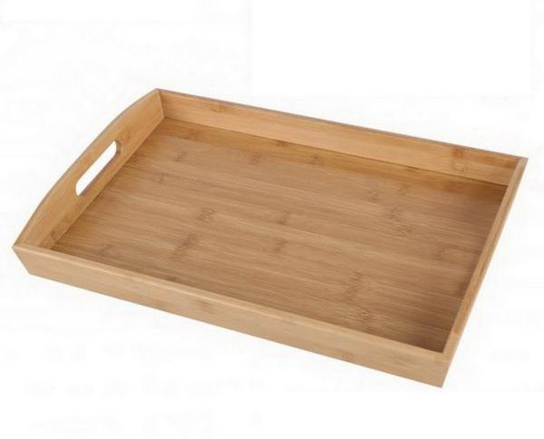 Bambou&Co Tablett Servier-Tablett Serviertablett Frühstückstablett, Bambus, (Maße: 44 x 29 x 4 cm (LxBxH), 2 Griffe für leichten Transport