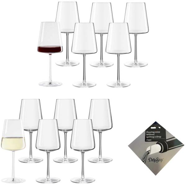 Stölzle Lausitz POWER 12er Weingläser Set + Dropstop® Ausgießer