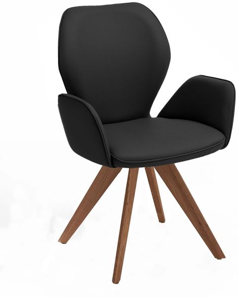 Niehoff Sitzmöbel 'Colorado Trend-Line' Armlehnenstuhl, Atlantis Graphit, Wild-Nussbaumholz, Polyester, 92 x 60 x 62,5 cm