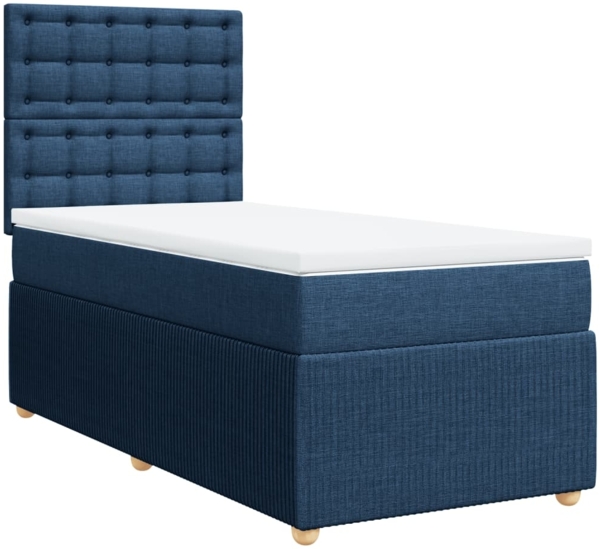 vidaXL Boxspringbett mit Matratze Blau 90x200 cm Stoff 3294259 Bild 2